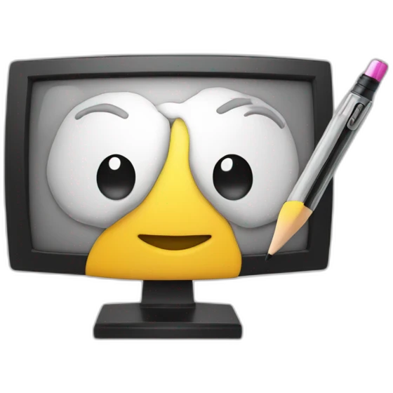 Generate a emoji of a mechanical engineering using a pencil on a screen TV emoji