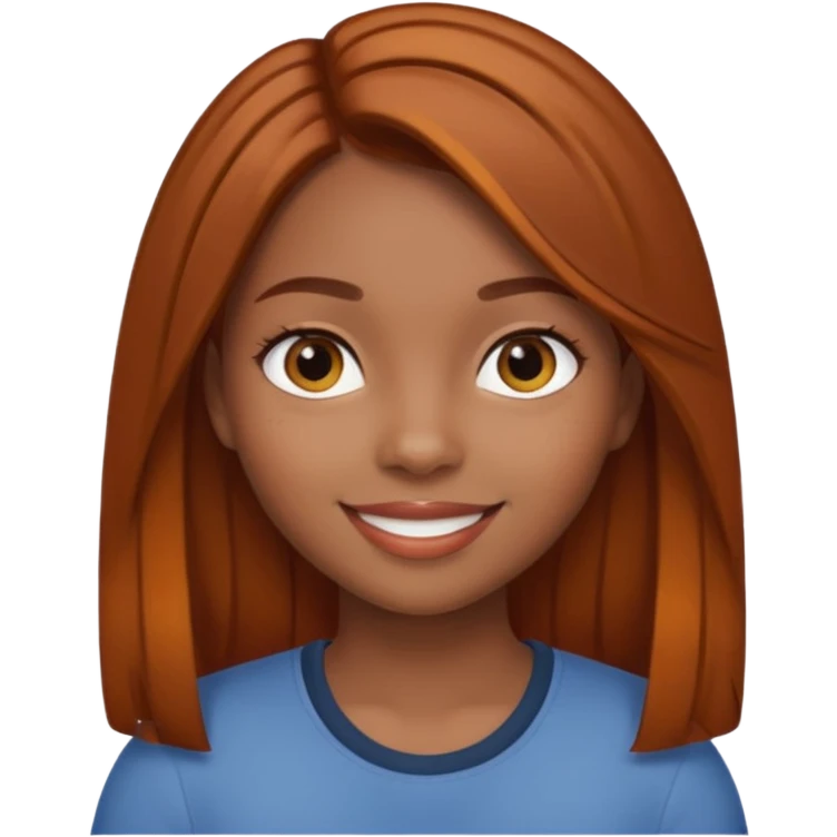 black and latina girl with straight brown hair with ginger highlights  emoji