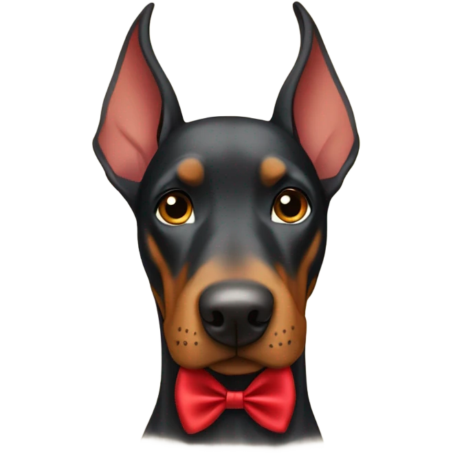 Doberman dog with red bow emoji