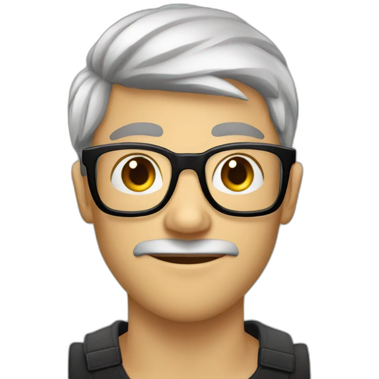 homme a lunettes yeux noirs cheveux noirs courts en pull et chemise emoji