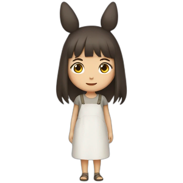 Fille Brune dans un costume de Totoro emoji