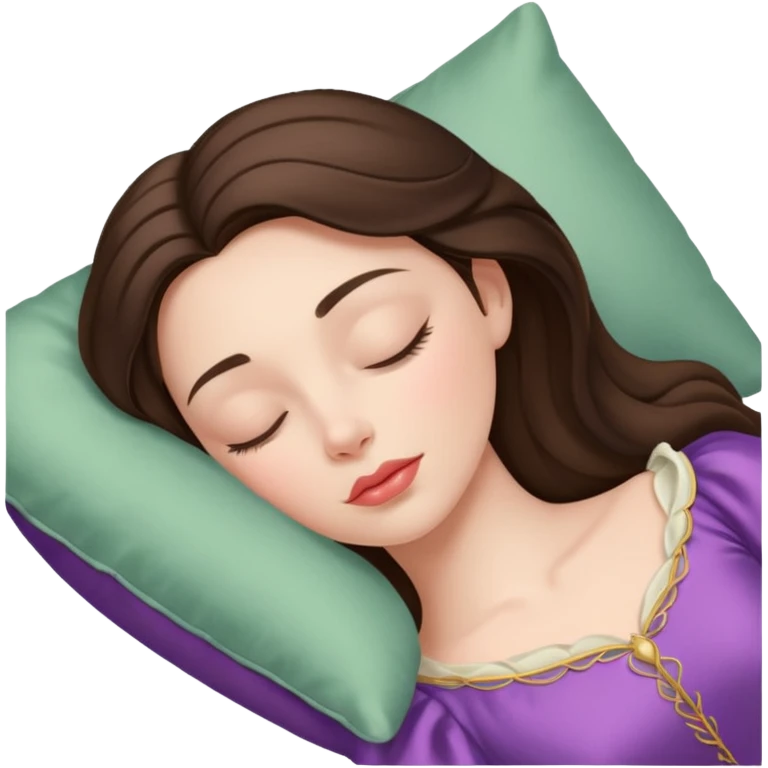 sleeping beauty brunette white girl with a silk pillow emoji