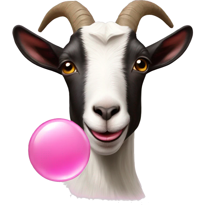 goat blowing a pink bubble gum bubble emoji