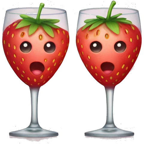 Two strawberry glasses clicking  emoji