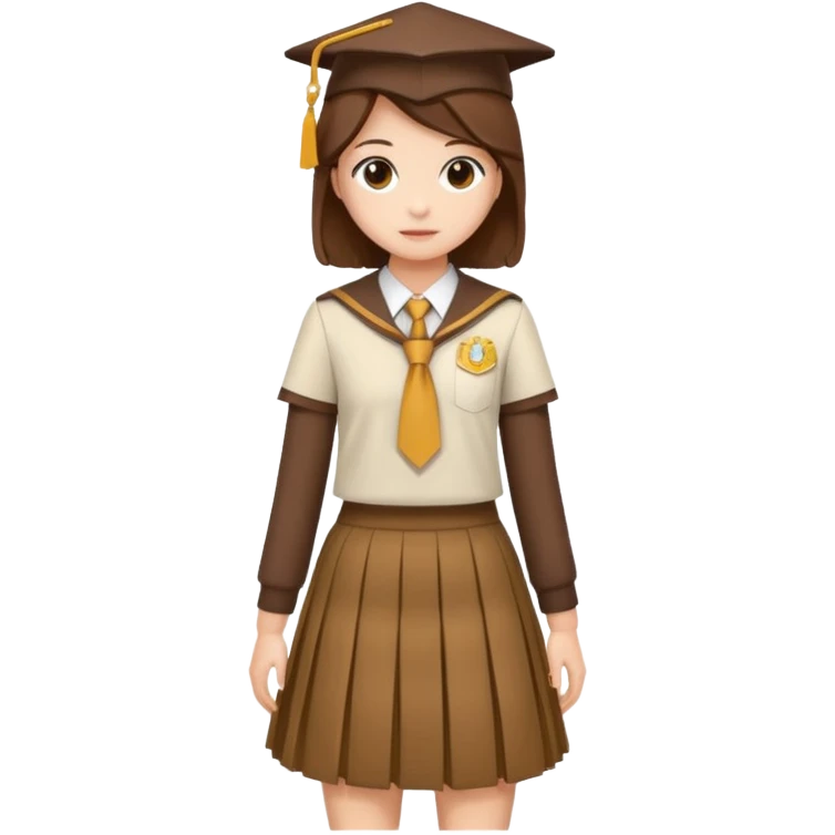 brown academia uniform with skirt emoji