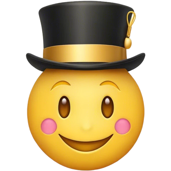 a yellow emoji smiling with a top hat emoji