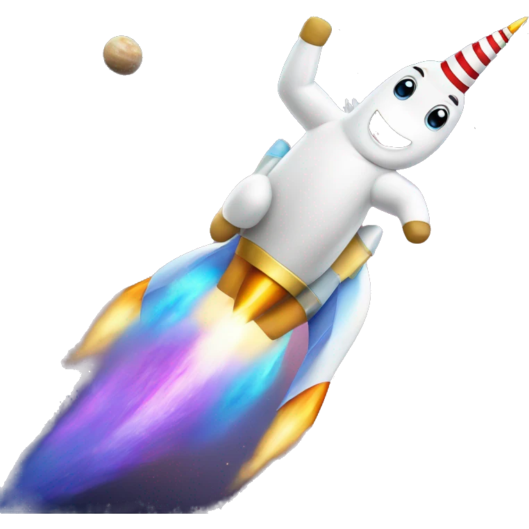 unicorn riding on a rocket to outer space emoji