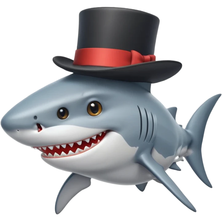 Shark with a top hat emoji