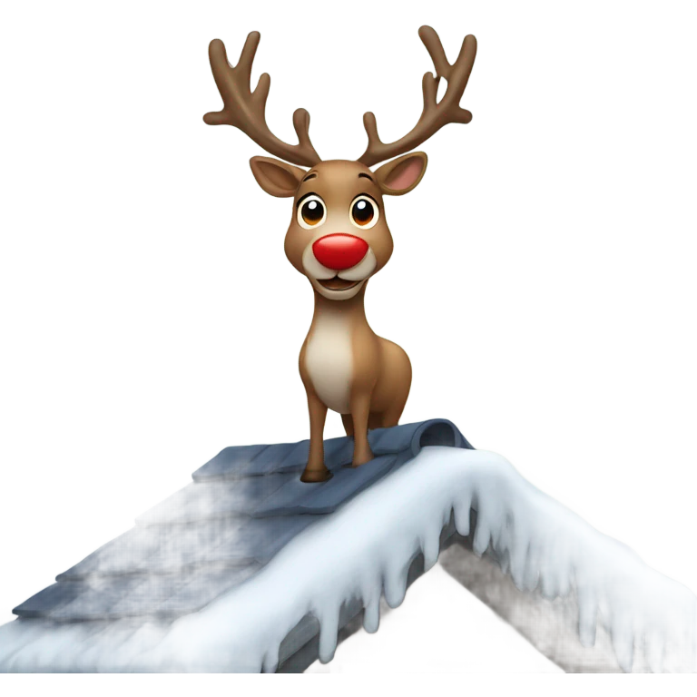 Reindeer standing on a house roof  emoji