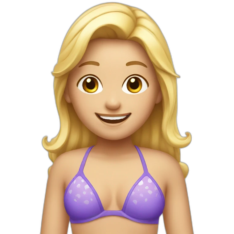 happy girl with blond hair and bikini emoji