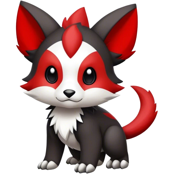 Cute cool black red white animal hybrid Fakemon full body emoji