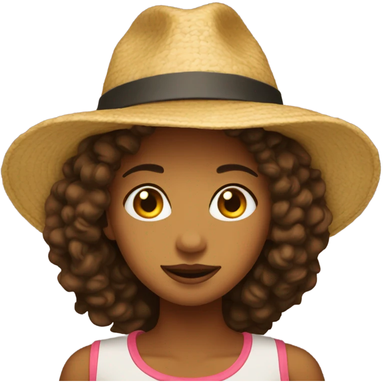 Becca wearing a hat emoji