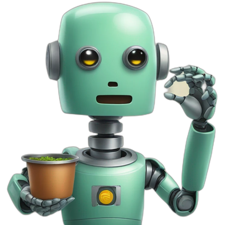 Robot holding pot emoji