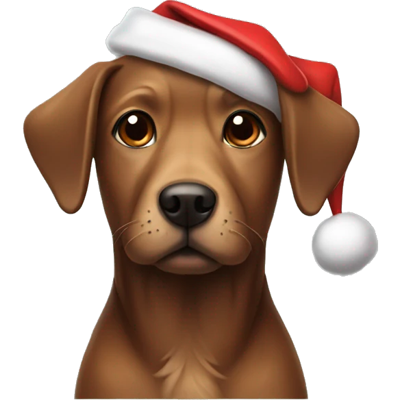 Brown dog with Santa hat emoji