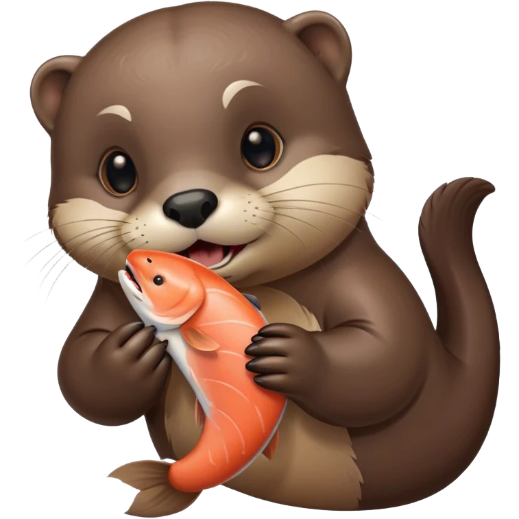 Otter eating salmon  emoji