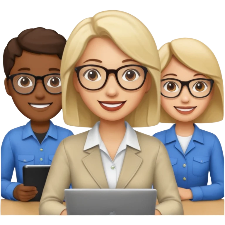 a woman developer in a meeting with others developers emoji