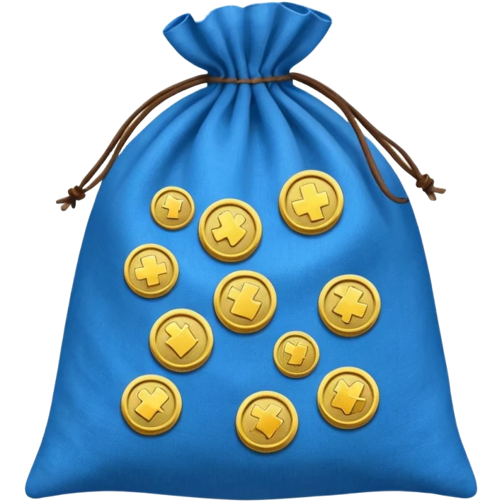 blue coins inside a bag  emoji