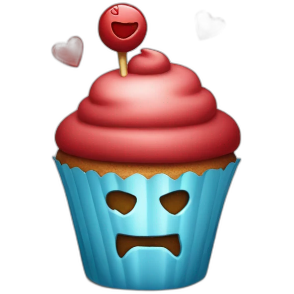 Happy cupcake with iron man  emoji
