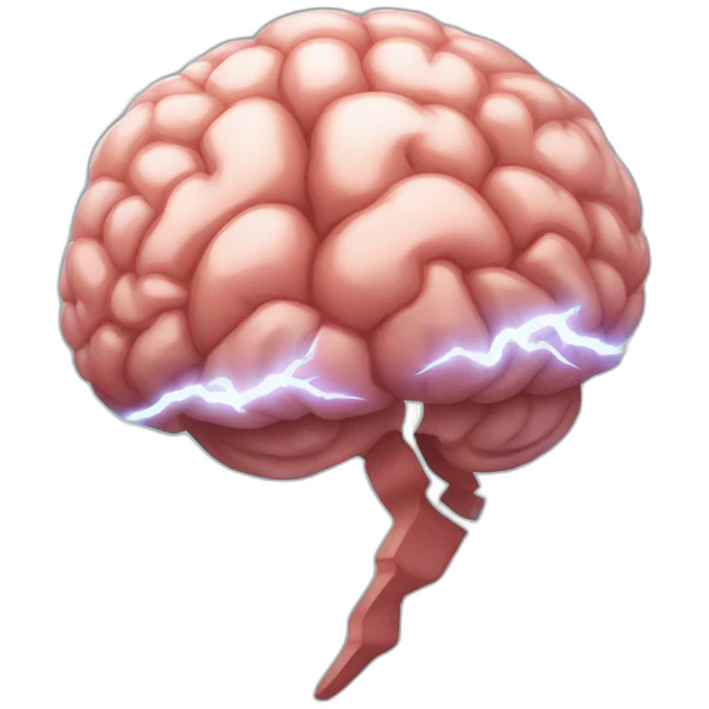 Brain lightning thunder zap overpowering emoji