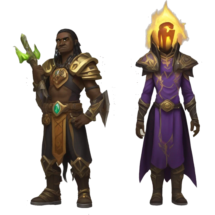 A Warlock and Warrior from World of Warcraft emoji