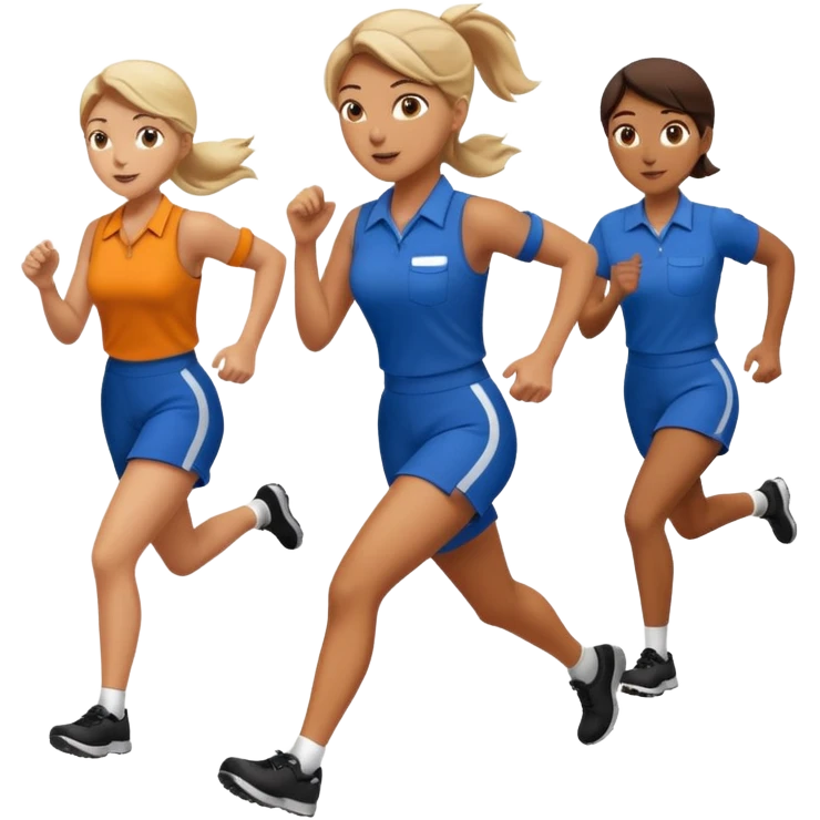 catch me while you can -- a female co-worker running and people trying to catch her emoji