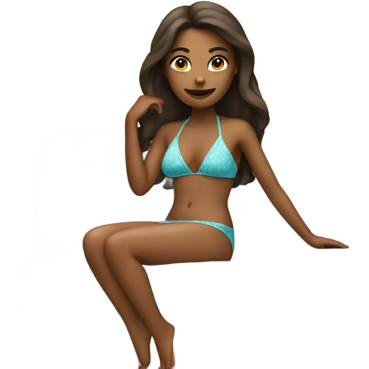 girl in bikini sitting on a white couch emoji