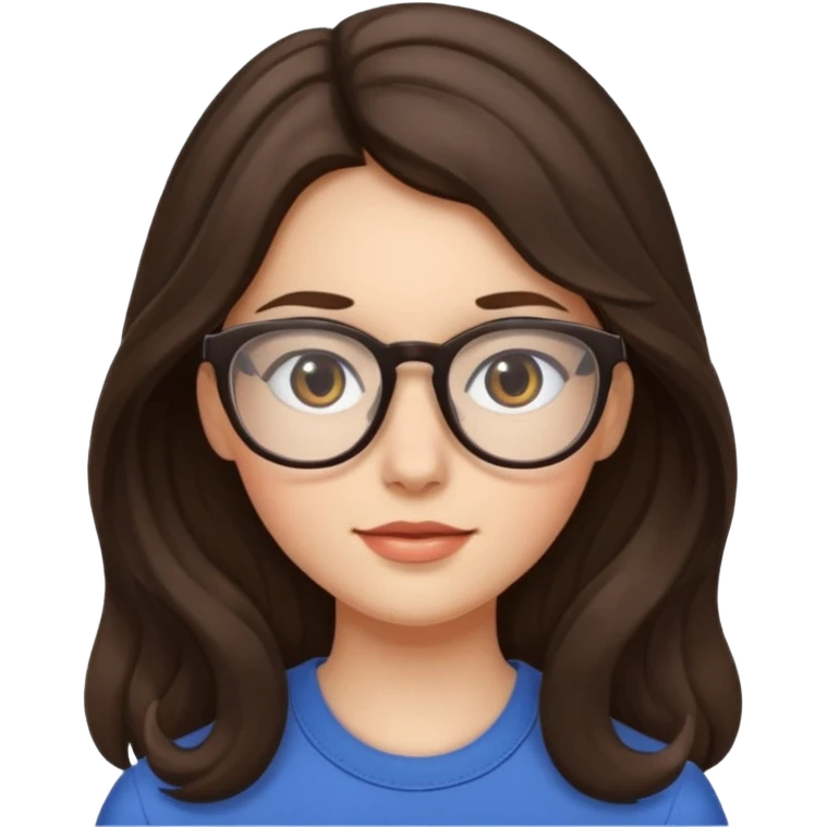 Brunette (more brunette) girl with long not to wavy hair and glasses emoji