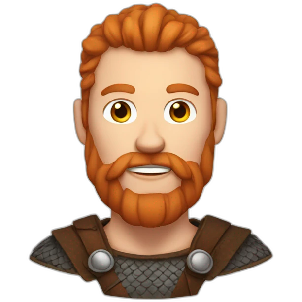 white male viking with a reddish beard streaked with white emoji