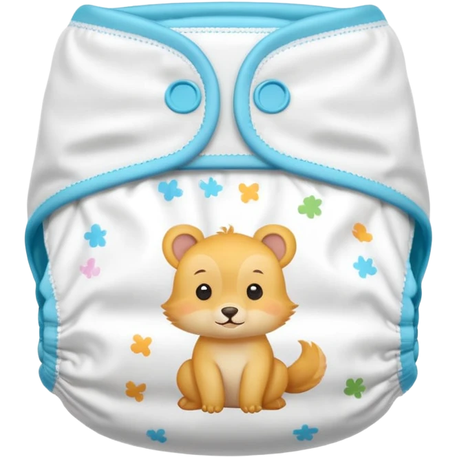 White baby diaper with cute animal drawings on it emoji