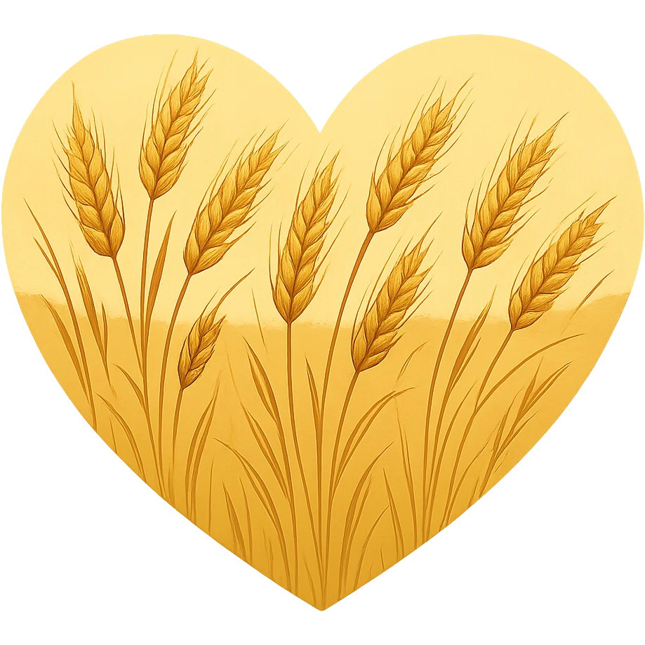 heart with a golden wheat prairie, clean digital illustration emoji