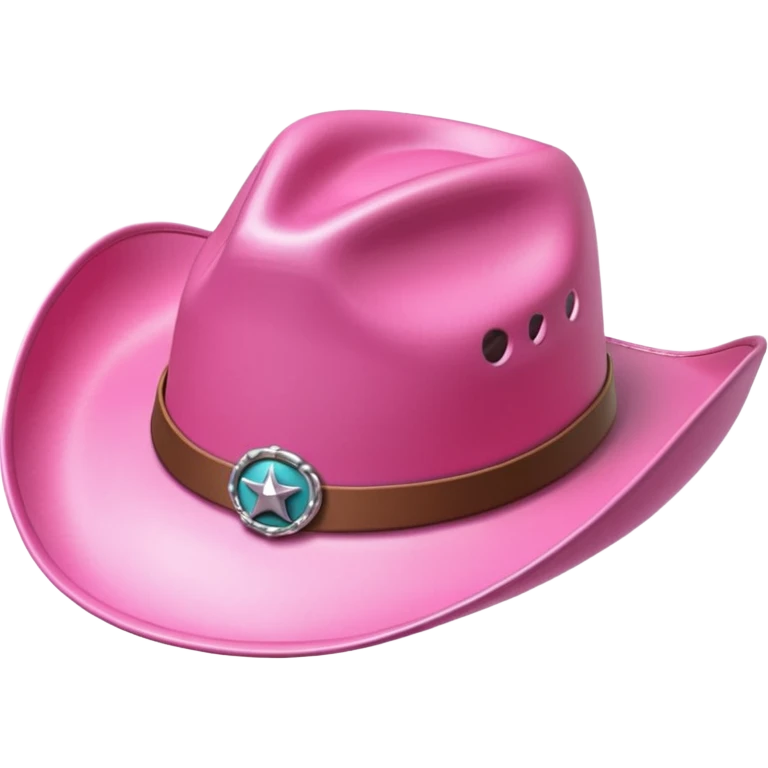 A 3D pink cowgirl hat emoji in Apple iOS style, glossy smooth texture, soft shadows, realistic but cartoonish, high resolution, white background. emoji