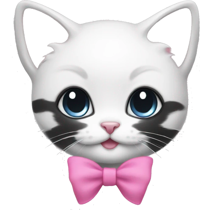 black and White kitten with a pink bow emoji