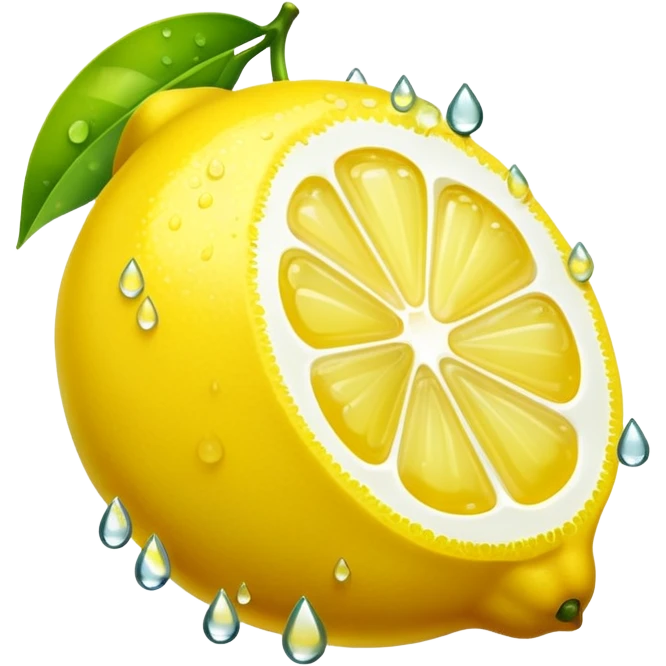 a lemon with dewdrops emoji