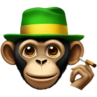 Monkey with Jamaican hat on and smoking emoji