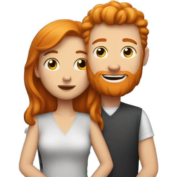 Ginger women and brunette man hugging  emoji