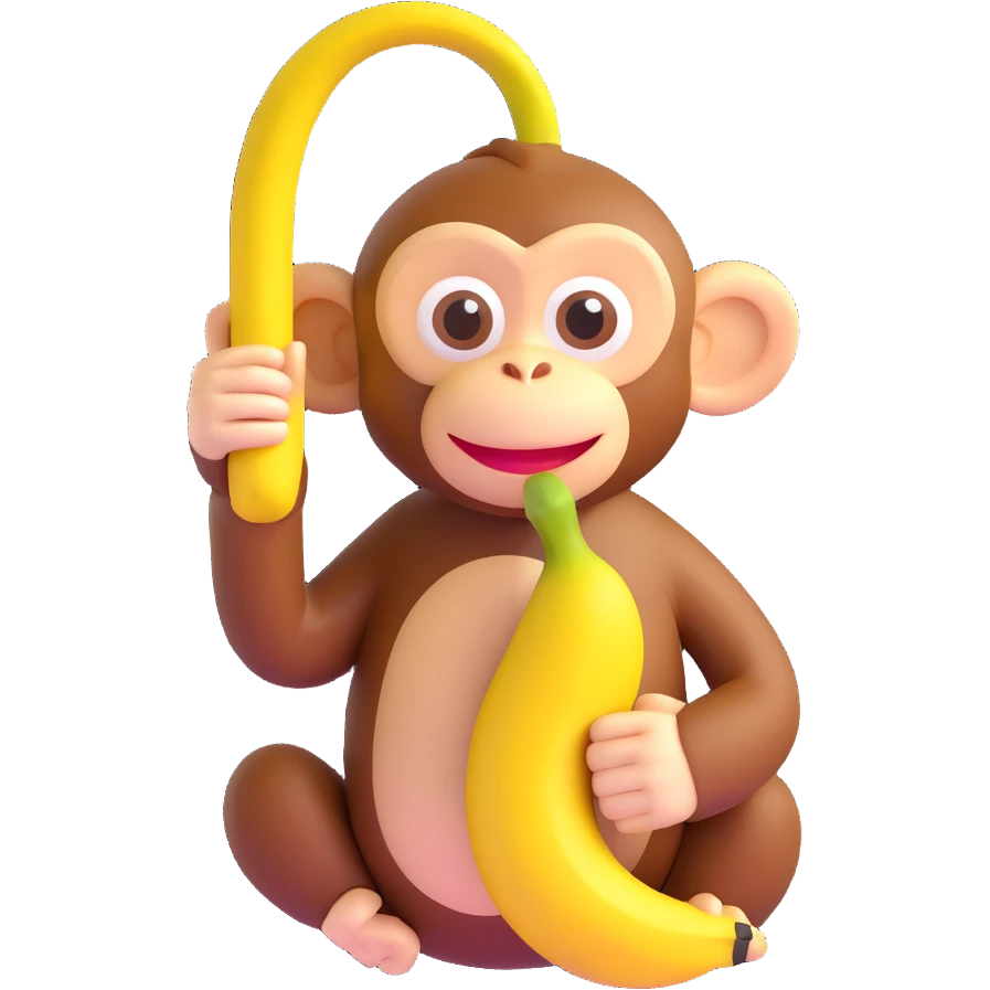 cartoon monkey holding a banana to its ear like a phone emoji