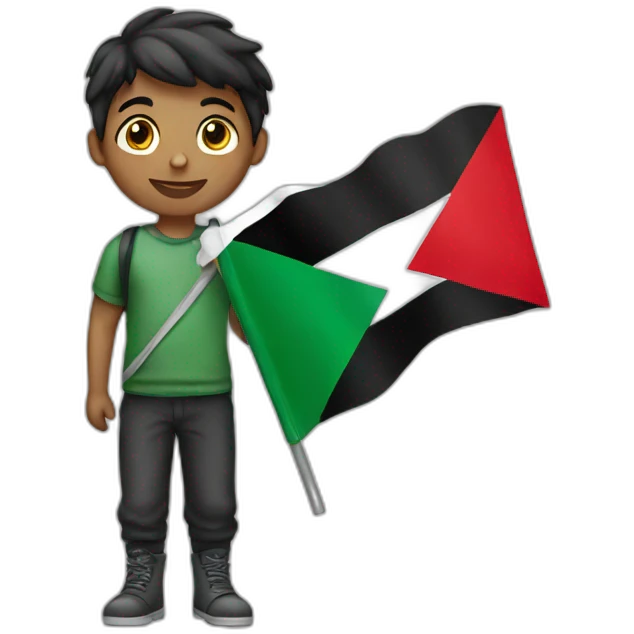 Boy holding Palestine flag  emoji