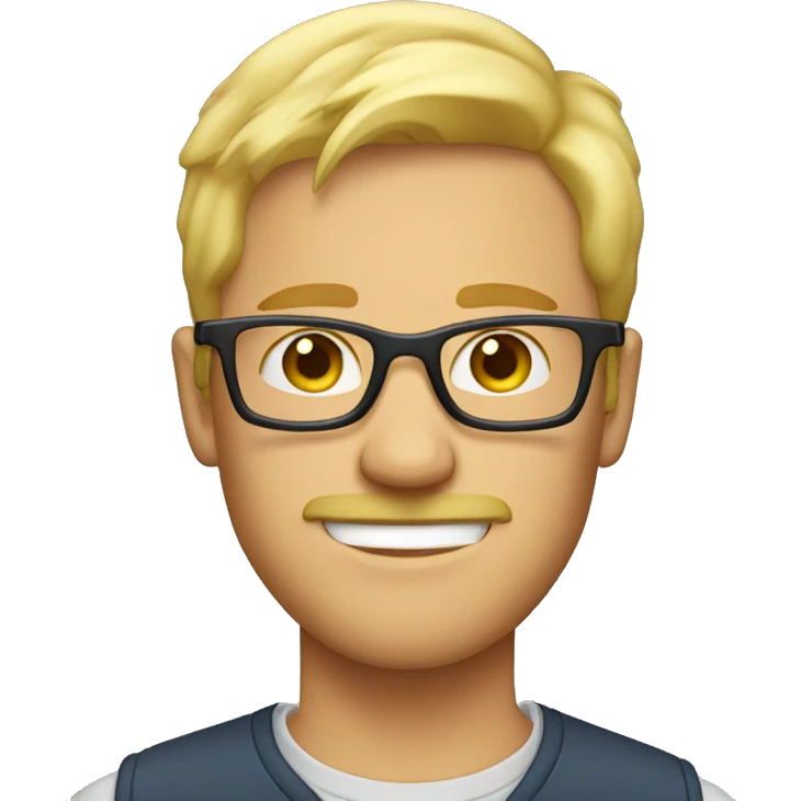 Blond guy with facial hair and eyeglasses emoji