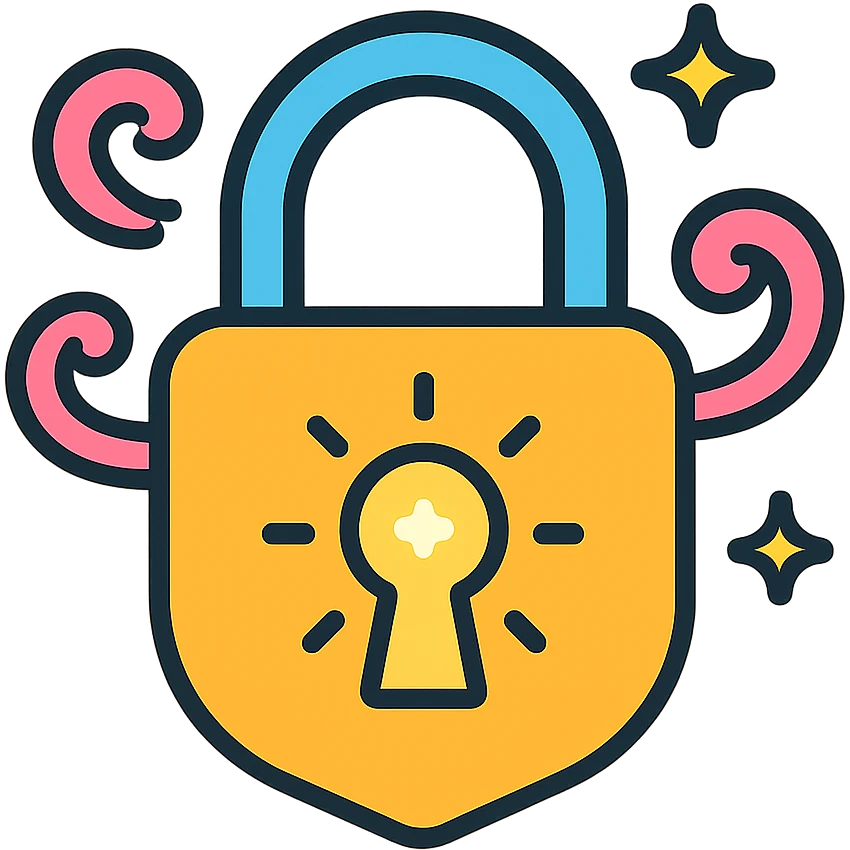 Enchanted lock with magic swirls and glowing keyhole emoji
