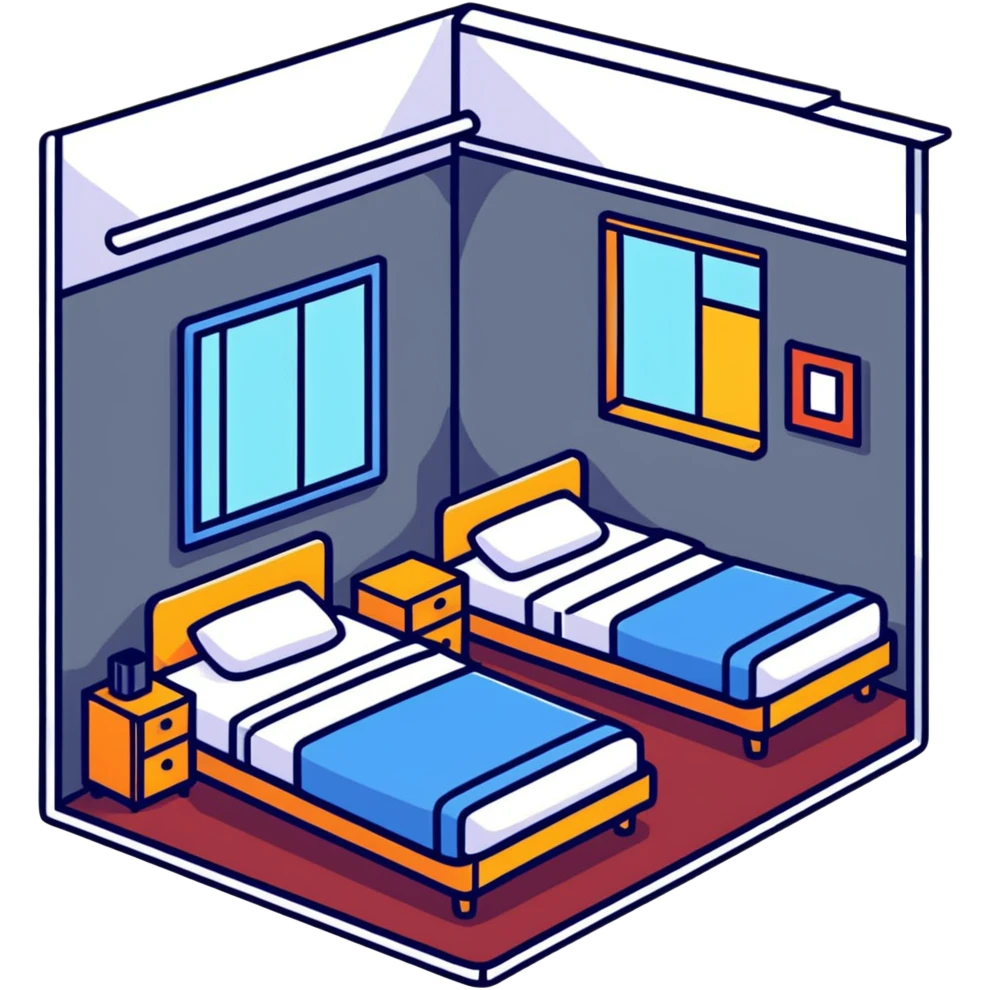 Cozy hotel room with bed and window emoji