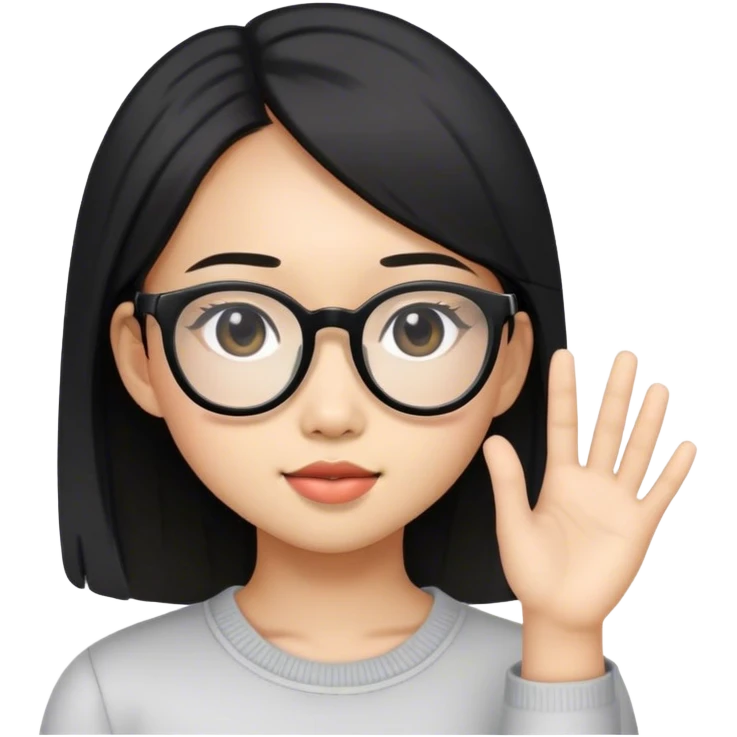 cute asian girl with black glasses emoji