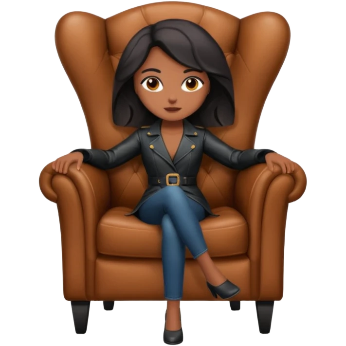Matrix trinity black leather full body sit on a leather armchair emoji