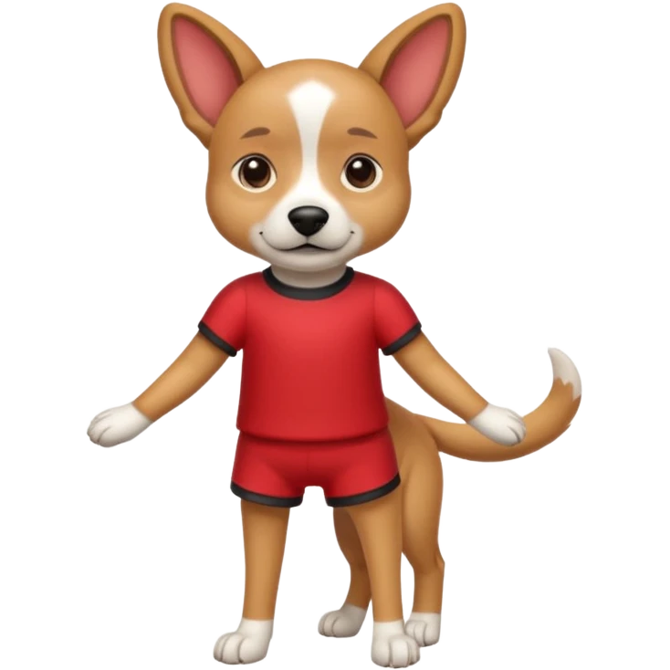 a dog with legs and arms with red clothers on emoji
