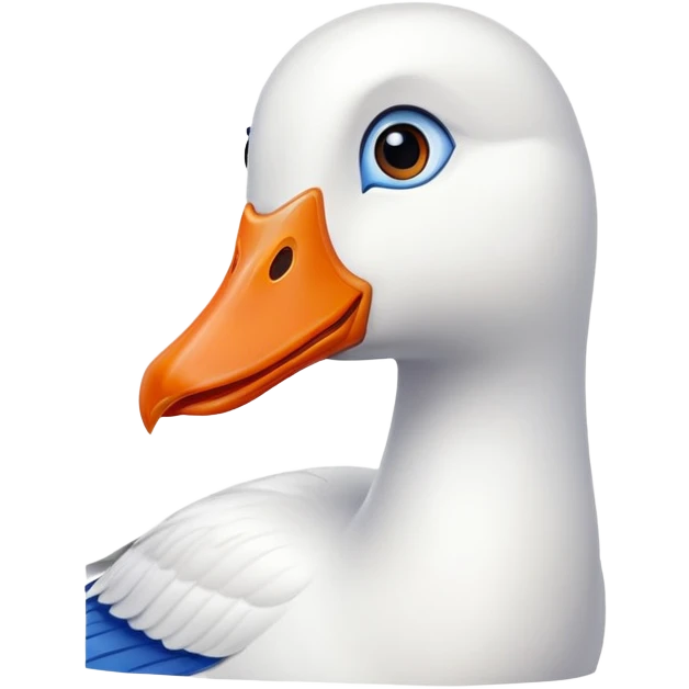 white goose with orange beak and blue eyes emoji