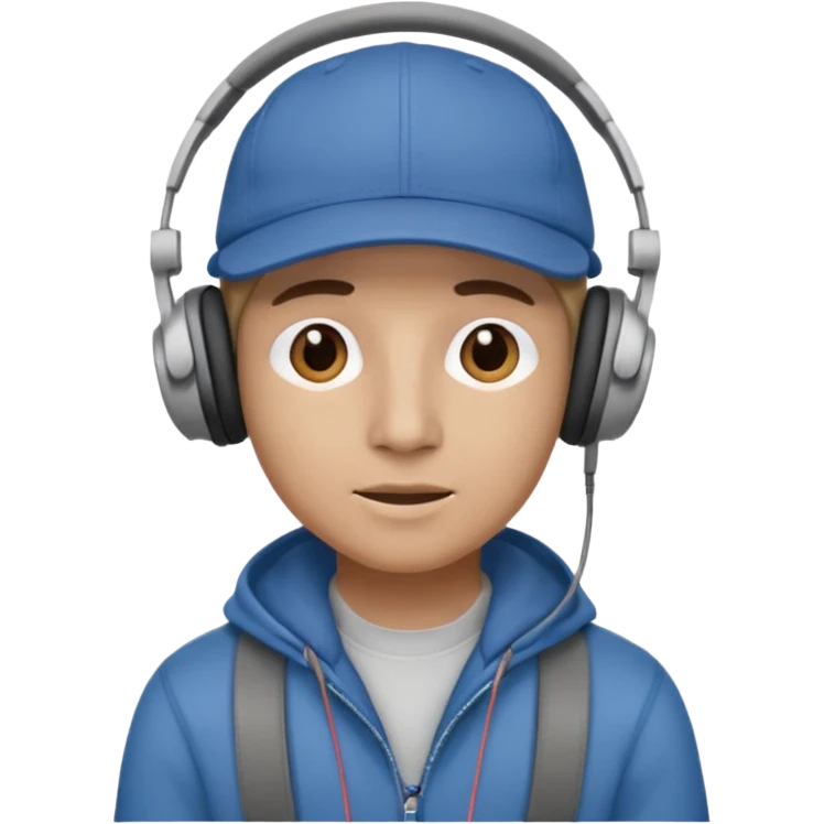 Make me a twin wearing a cap while listening to a song emoji
