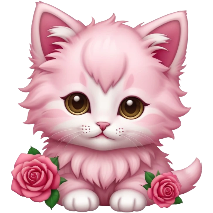 cute kitten, rose color emoji