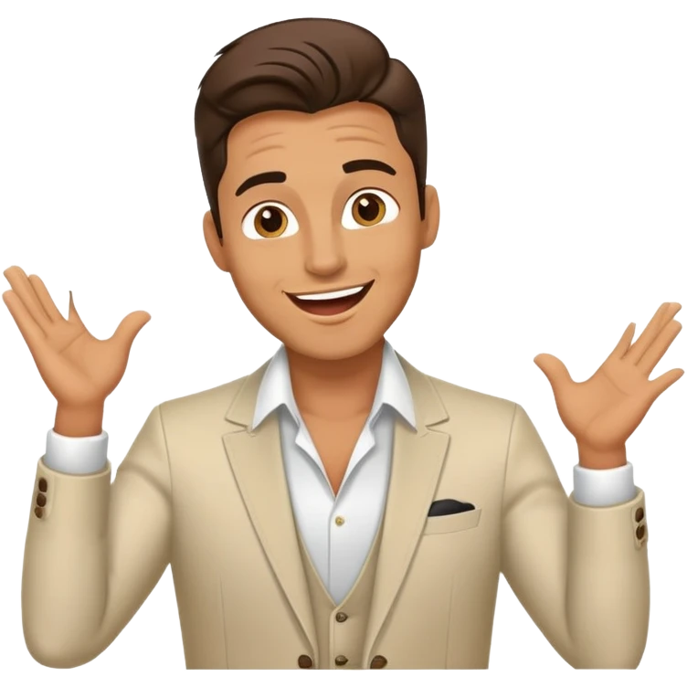 Happy Rock Pop Music Male Singer in his 30s dressed with style emoji