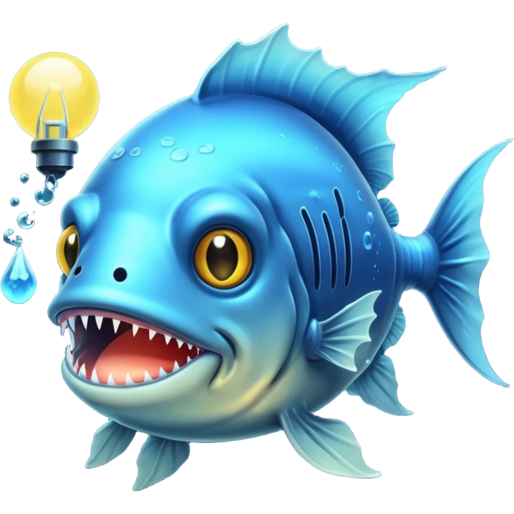 anglerfish with the light dangling in front of it with black back ground emoji