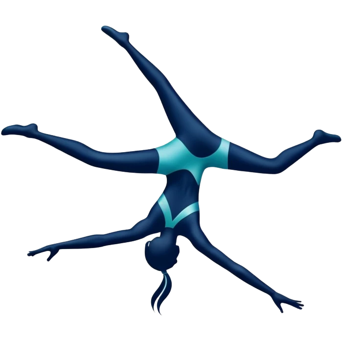 A dynamic emblem symbolizing acrobatic sports, featuring an abstract representation of an acrobat mid-performance, performing a graceful flip or aerial pose. The emblem should incorporate sleek lines and shapes that evoke motion and precision, with a clean, professional look. emoji