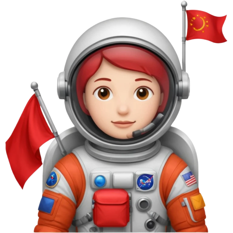 astronaut holding red flag emoji